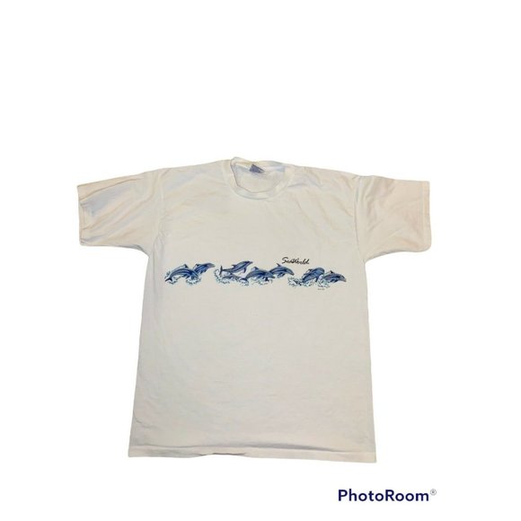 Vintage Sea World Dolphins T Shirt Size XL Nature Sea Animals - Picture 1 of 6
